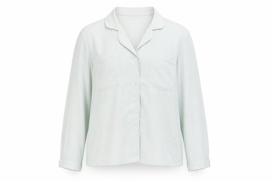 Front view of halton women’s green basic button-up, size UK 14