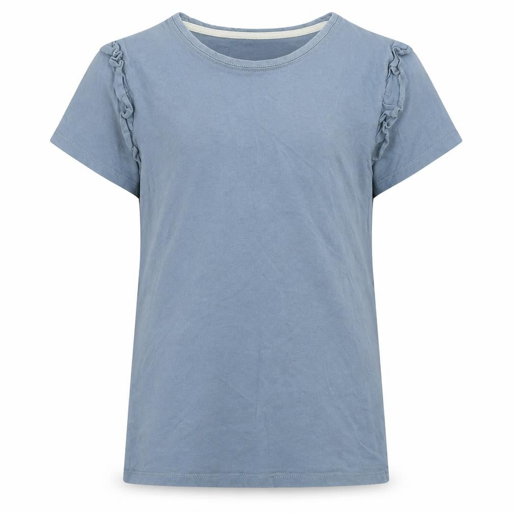 Front view of Lily & Dan girls’ blue basic t-shirt, size 11-12, years
