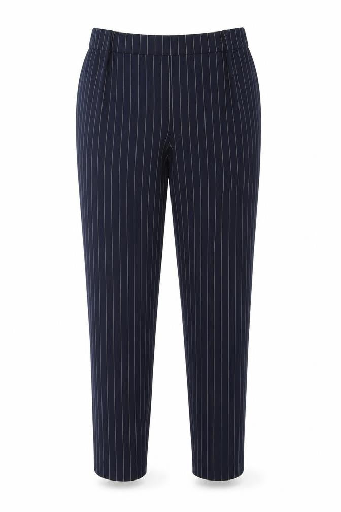 Front view of Preworn women’s blue trousers, size UK 38, 27.5-inch leg