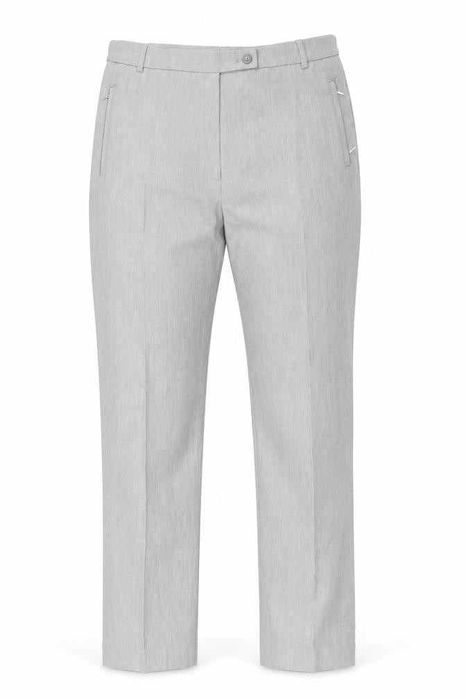 Front view of Marks & Spencer women’s grey trousers, size UK 36, in, 29-inch leg