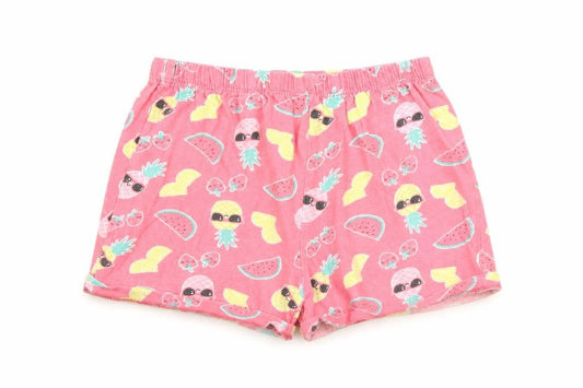 Front view of kids girls’ pink solid top pyjama pants, size 6-7, years