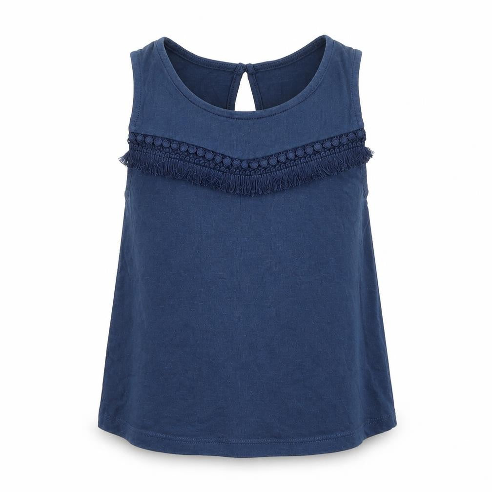 Tu Girls Blue Striped  Basic Tank Size 8 Years