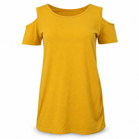 Front view of Zara women’s yellow basic t-shirt, size S