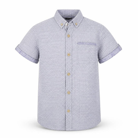 Front view of George boys’ blue geometric basic button-up, size 6, years
