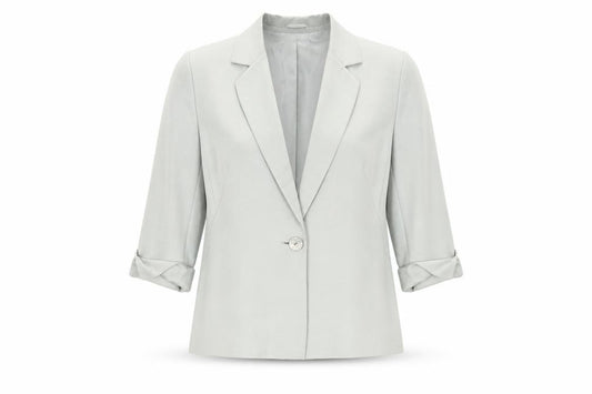 Front view of Country Casuals women’s green jacket blazer, size UK 14