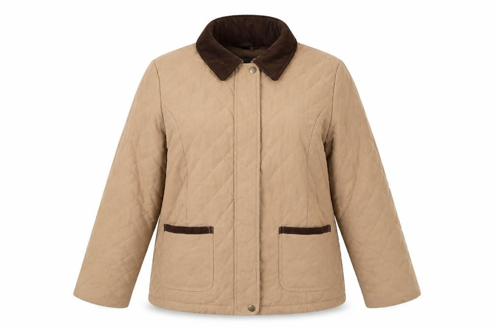 Front view of Isle women’s brown anorak jacket, size UK 16