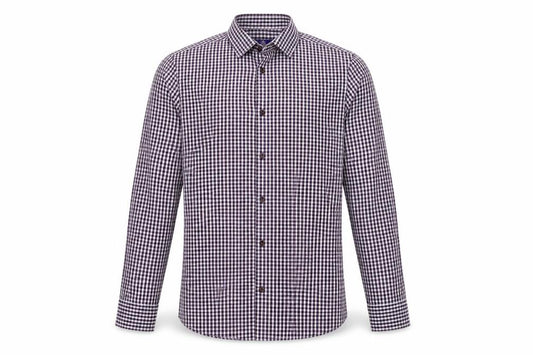 Front view of Next men’s blue check button-up, size 15