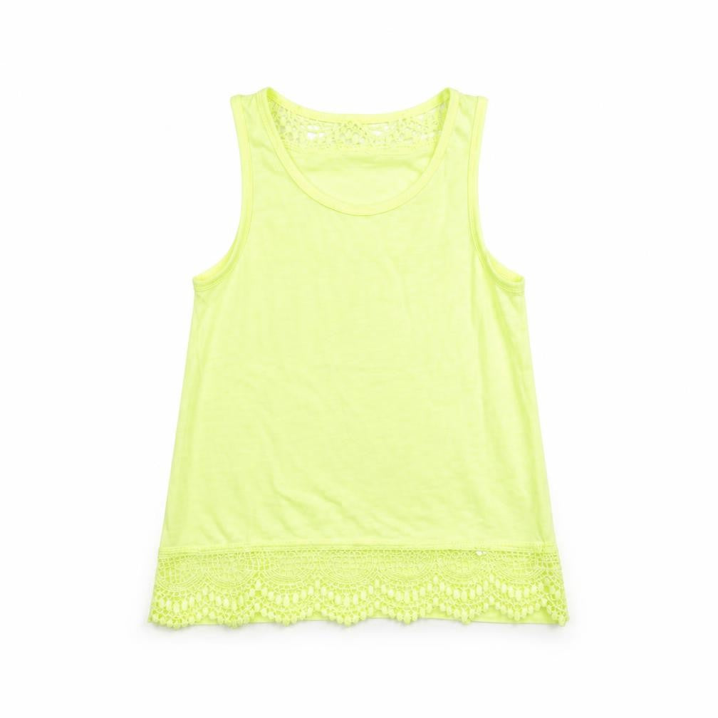 Front view of Primark girls’ yellow basic t-shirt, size 7-8, years