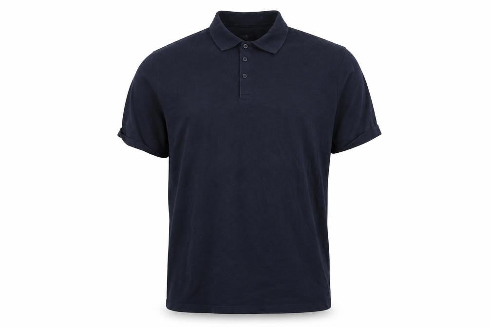 Front view of Preworn men’s blue polo, size 2XL