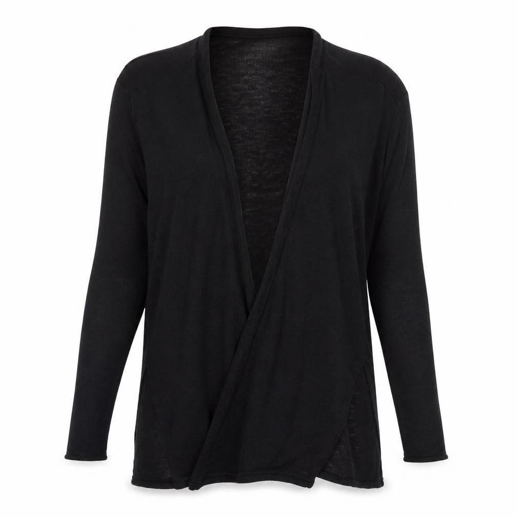 Front view of H&M women’s black wrap jumper, size XS