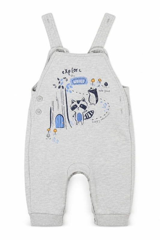 Front view of George Baby Grey Babygrow One-Piece, size 3-6, Months - Explore the Woods