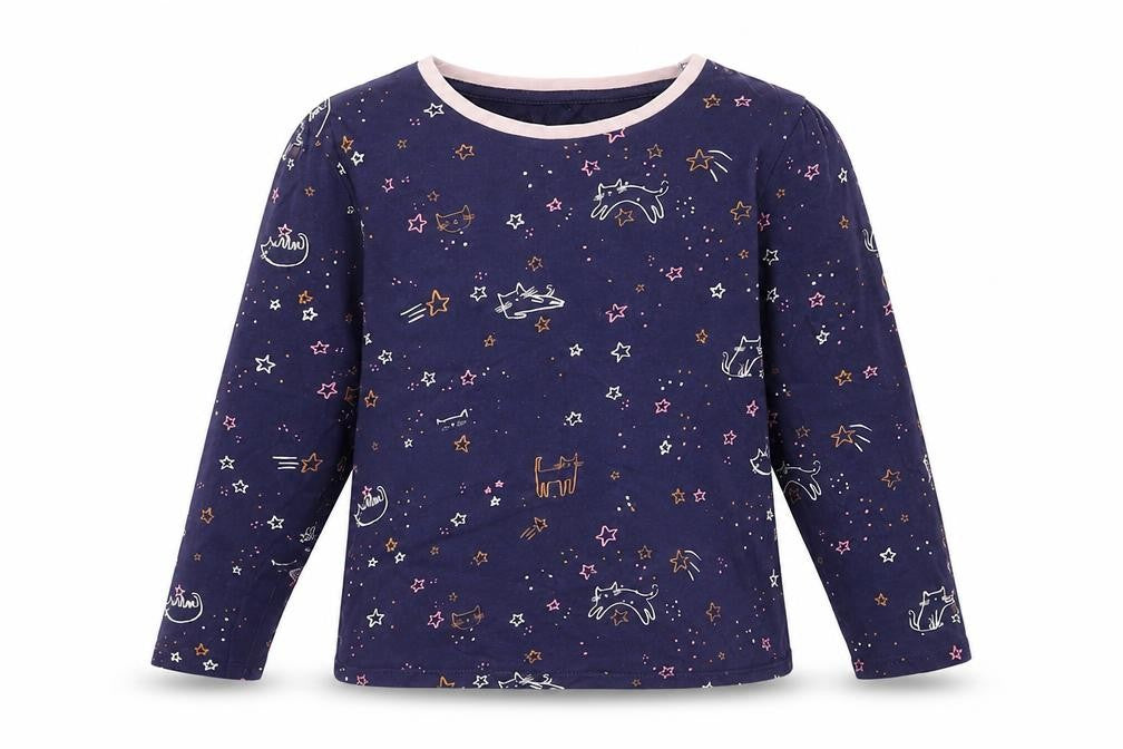 George Girls Blue Solid  Top Pyjama Top Size 8-9 Years  - Stars Star