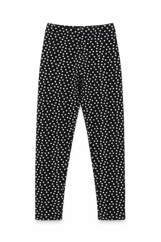 Front view of Matalan girls’ black polka dot jogger trousers, size 9, months - leggings