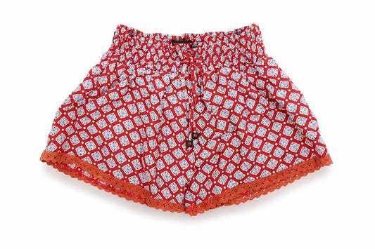 Front view of Cactus Club girls’ red shorts, size M