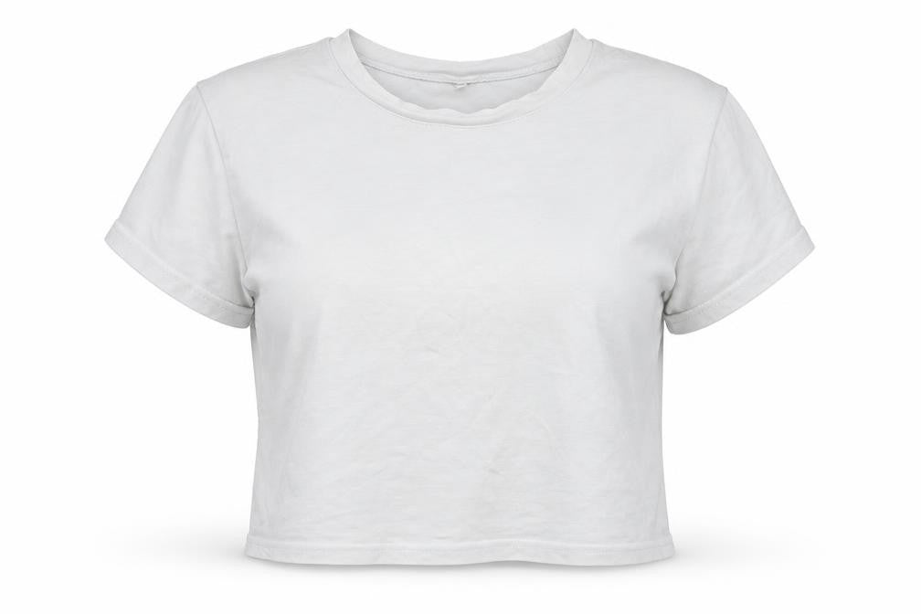 Front view of SHEIN women’s grey cropped t-shirt, size S, - light grey / blue