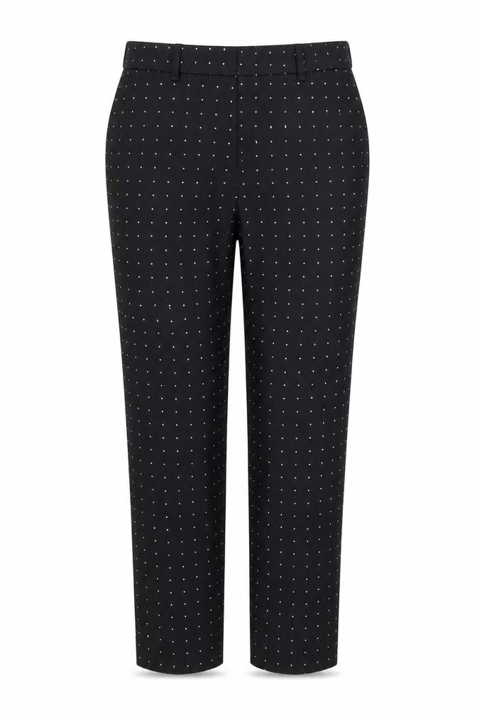 Front view of Zara women’s black geometric trousers, size M, 26-inch leg