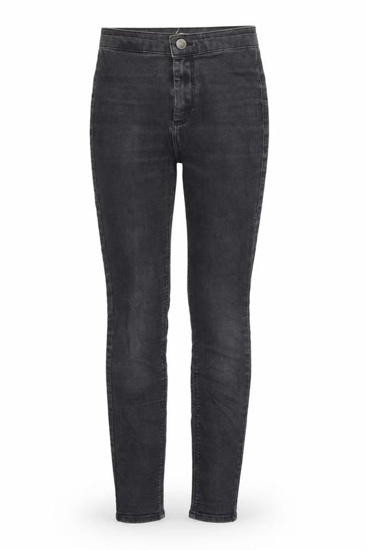 Front view of Topshop women’s grey denim skinny jeans, size UK 26, in, 27-inch leg
