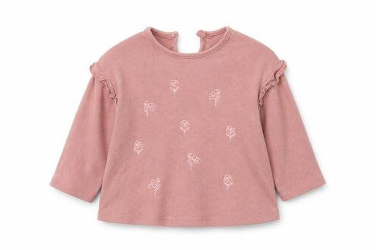 Front view of George girls’ pink basic t-shirt, size 9-12, months