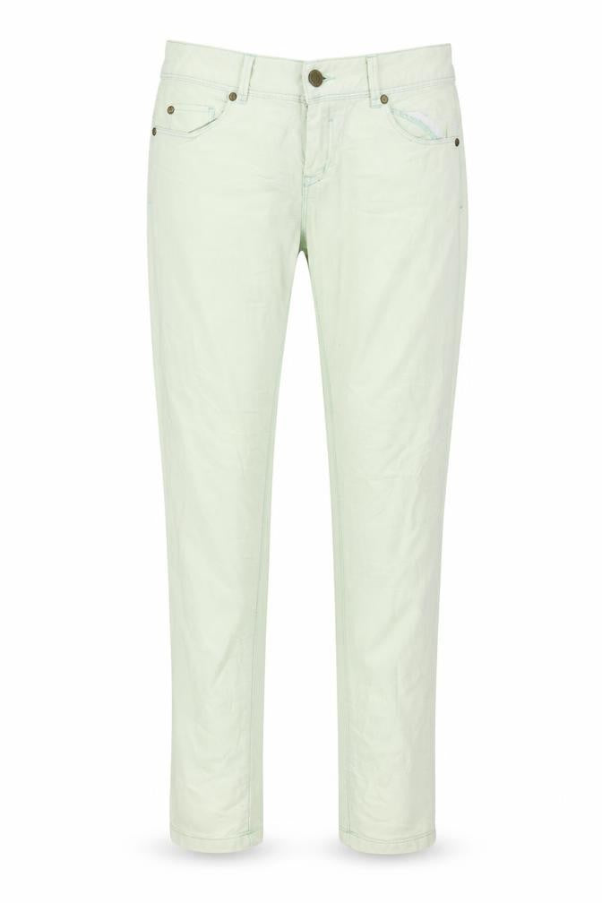 Front view of Oxxy women’s green trousers, size UK 12, 30-inch leg