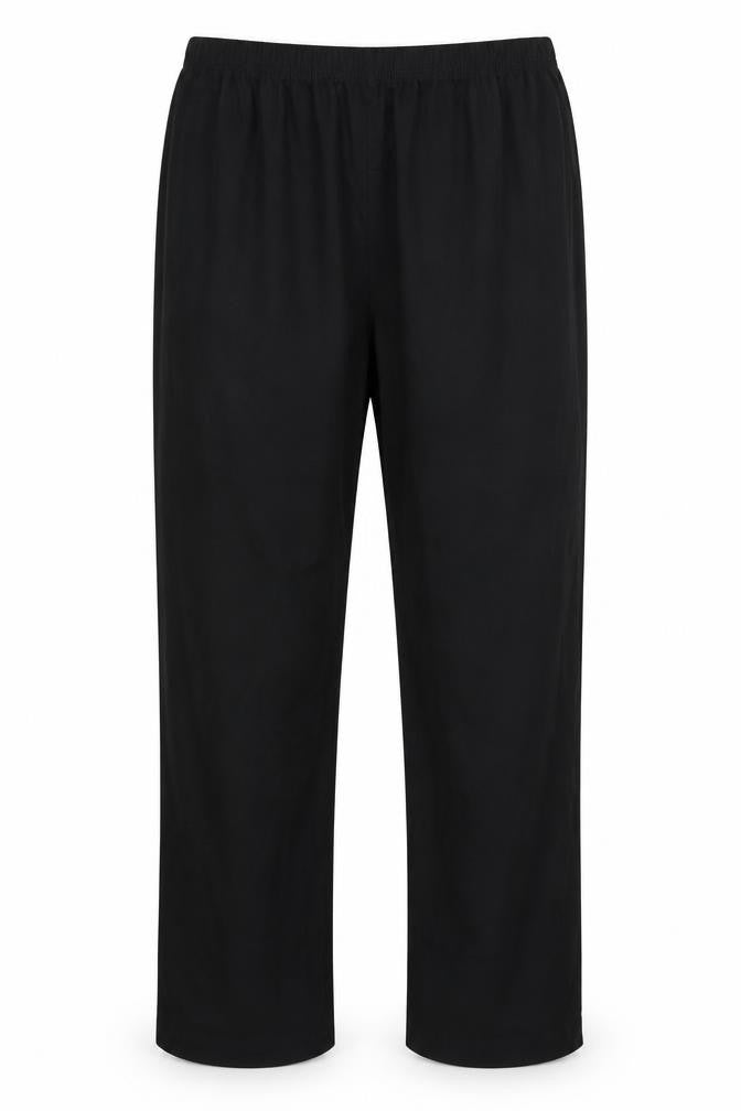 Front view of Fabric women’s black trousers, size UK 30, 30-inch leg