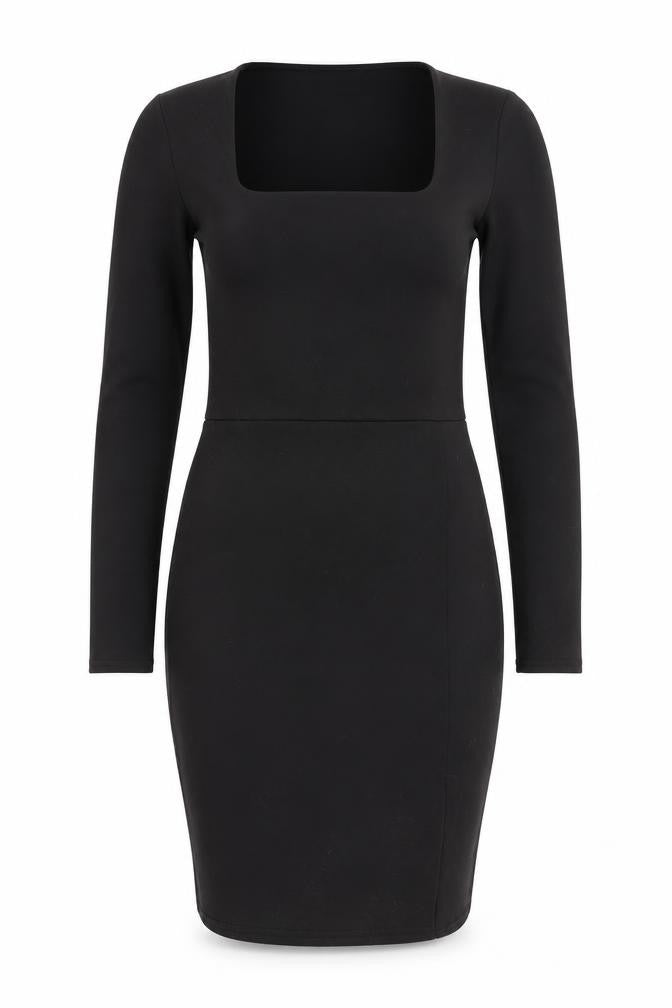 Front view of Boohoo women’s black a-line, size UK 6