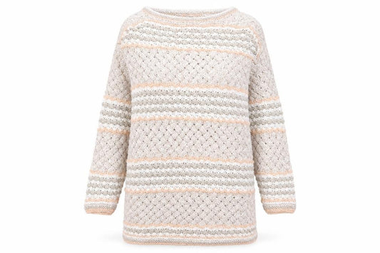Front view of Genesis women’s multicoloured striped jumper, size M