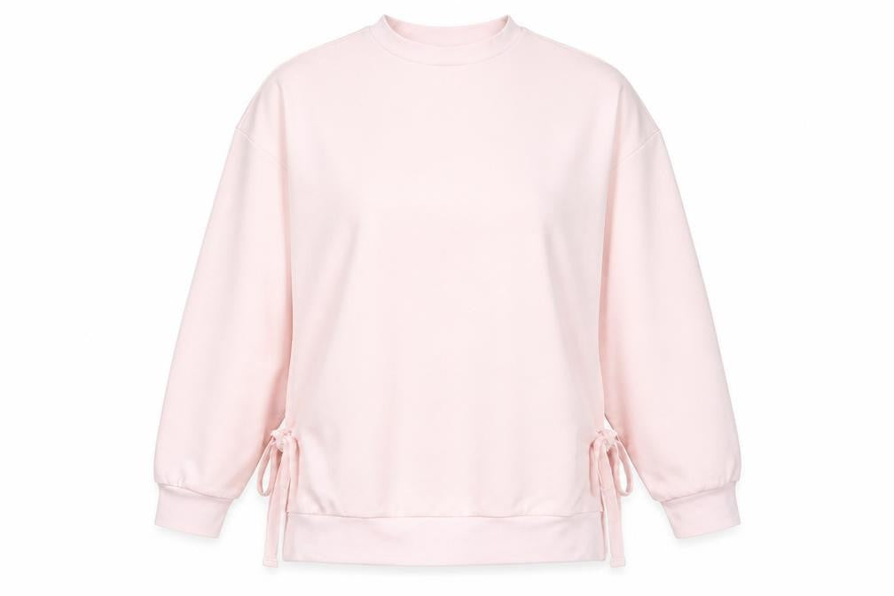 Front view of Boohoo women’s pink jumper, size UK 10