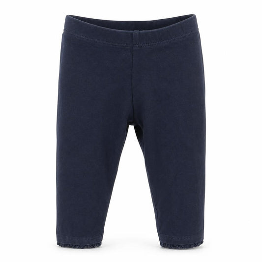Front view of Next girls’ blue jogger trousers, size 3-6, months - leggings