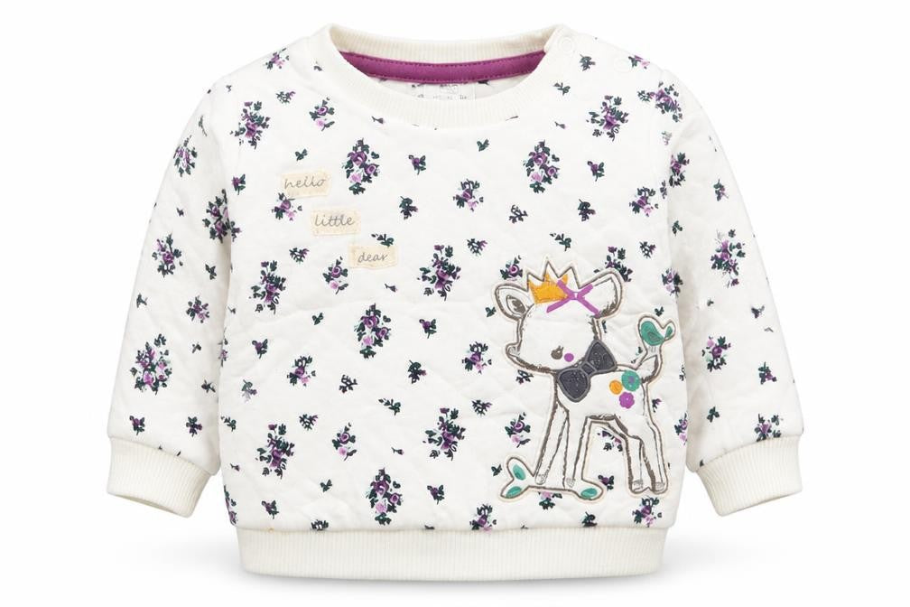 F&F Girls White Floral  Pullover Jumper Size 0-3 Months