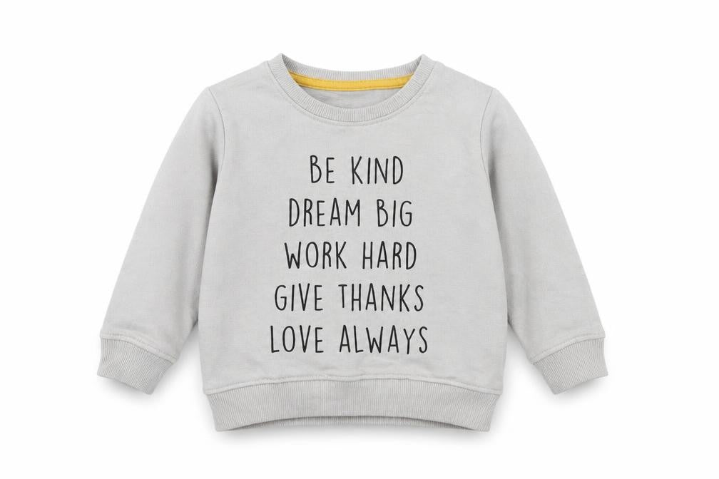 Front view of V&crew boys’ grey jumper, size 18-24, months