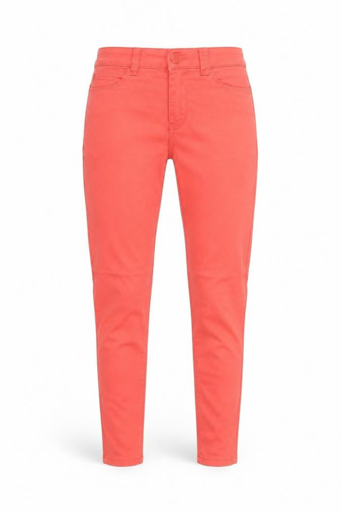 Front view of Marks & Spencer women’s red skinny jeans, size UK 8, 28-inch leg