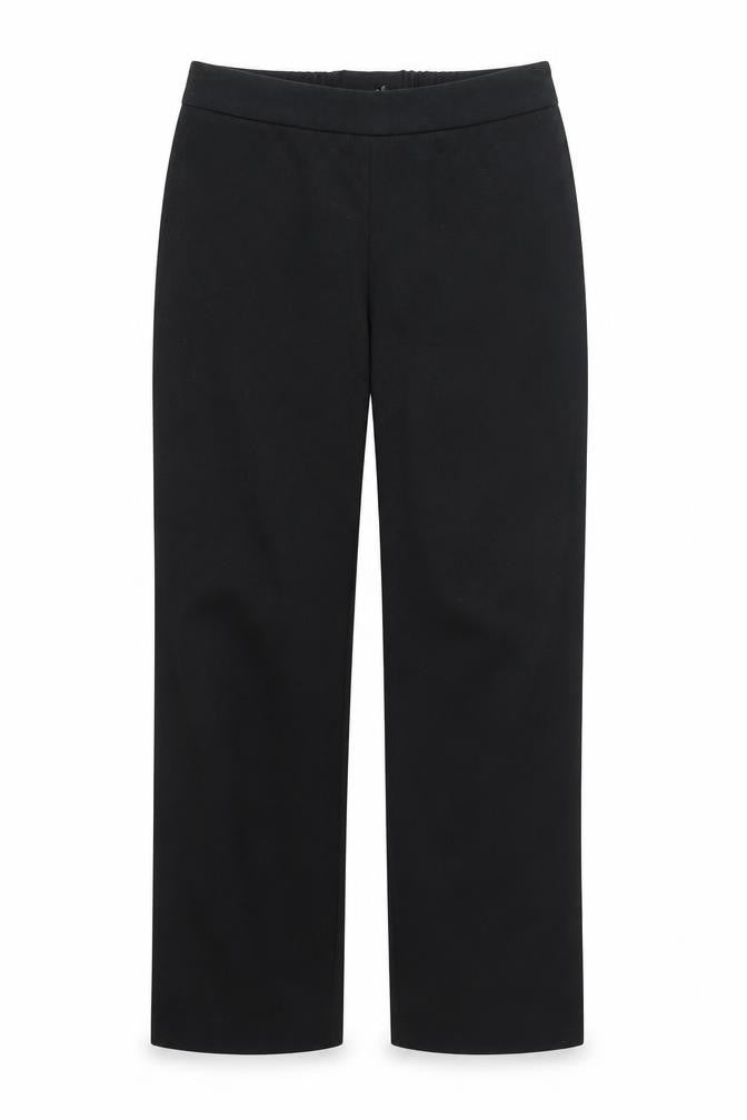 Front view of Preworn women’s black trousers, size UK 32, 29-inch leg