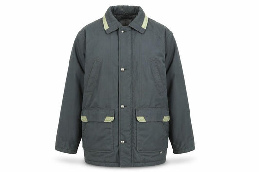 Front view of ALDON men’s grey jacket coat, size S
