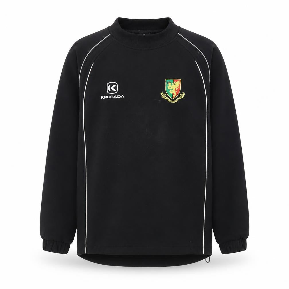 Front view of KRUSADA boys’ black jumper, size 14, years