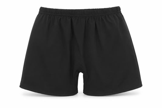 Front view of Noroze boys’ black sweat shorts, size 13, years