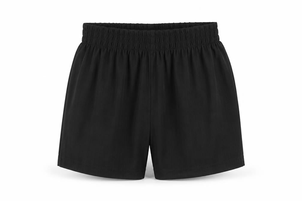 Front view of Tu boys’ black sweat shorts, size 5, years