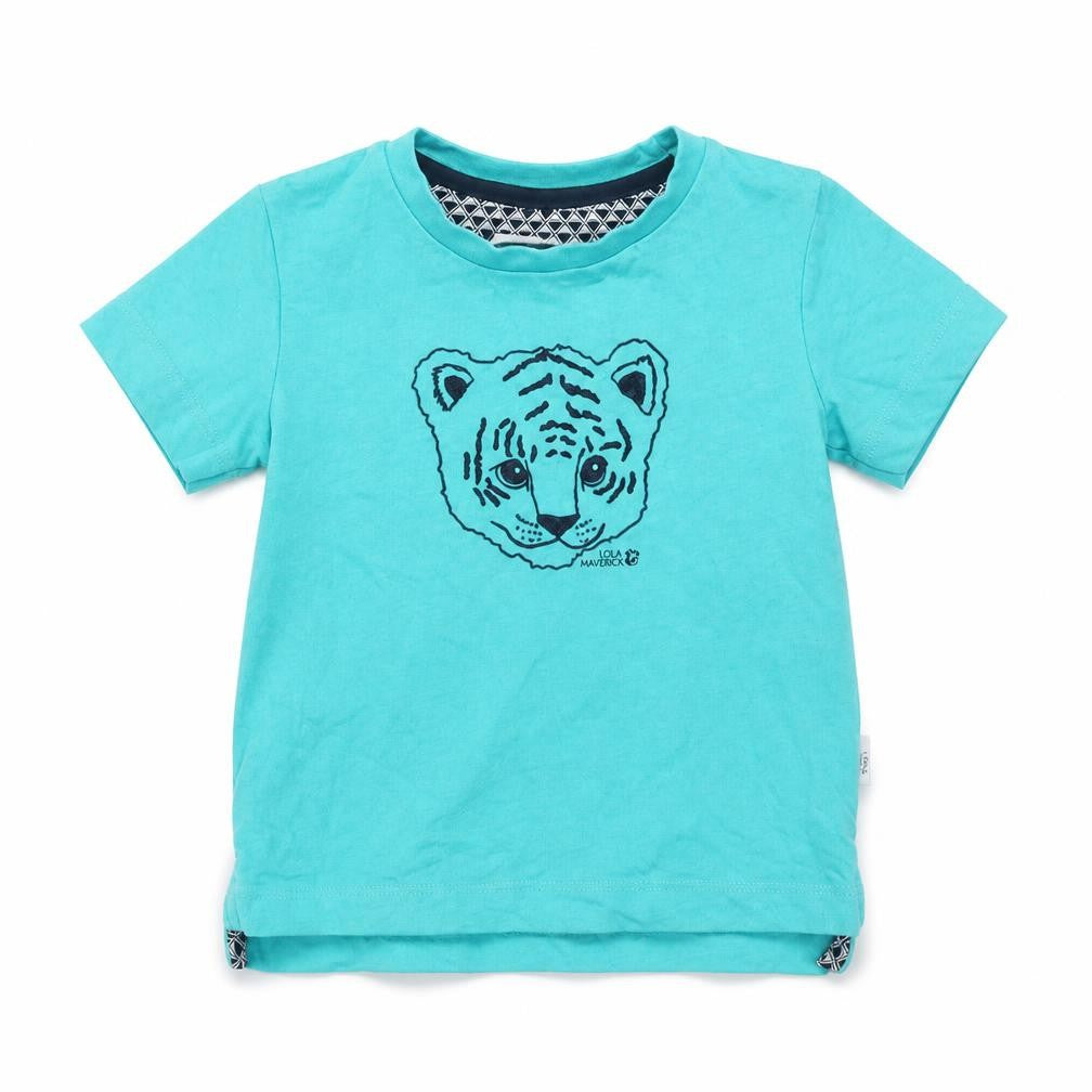 Lola Maverick Baby Blue   Basic T-Shirt Size 12-18 Months  - tiger