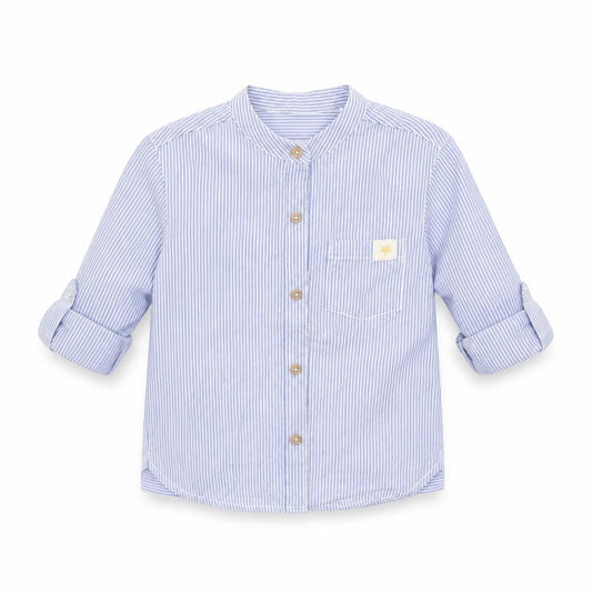 Front view of Billie Baby Blue Striped Basic Button-Up, size 18-24, Months