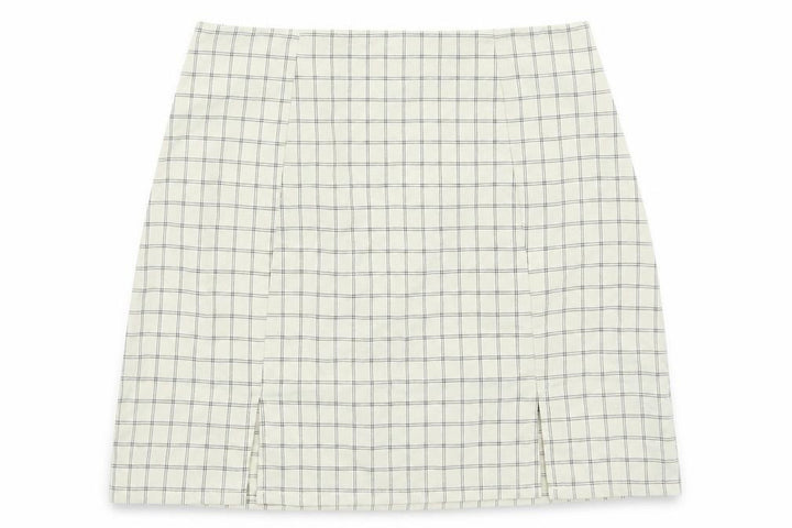 Nasty Gal Womens Beige Check  A-Line Skirt Size 8