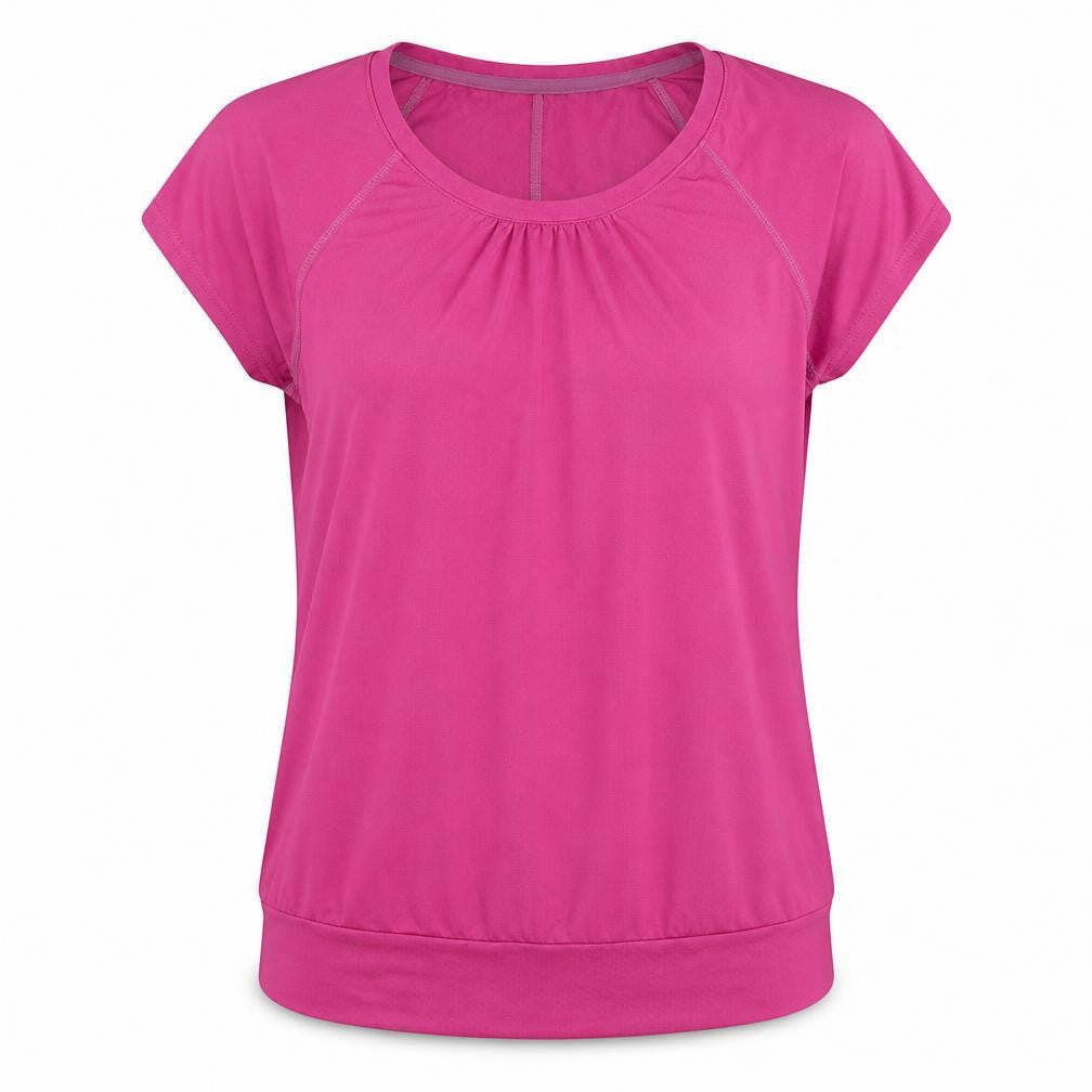 Front view of Preworn women’s pink jersey t-shirt, size UK 10