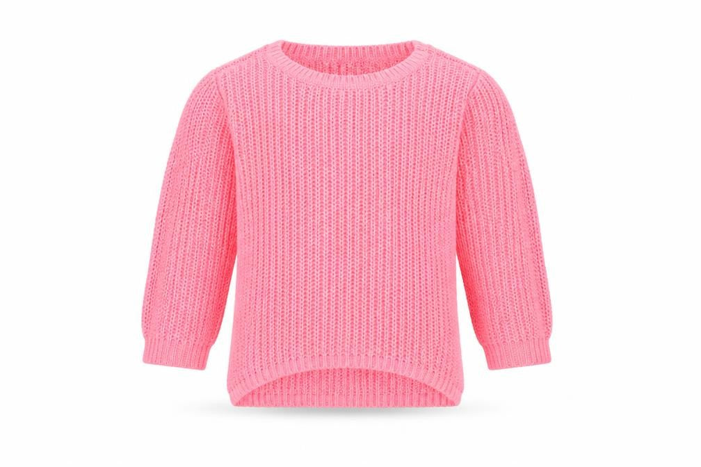 Front view of evie girls’ pink jumper, size 5-6, years
