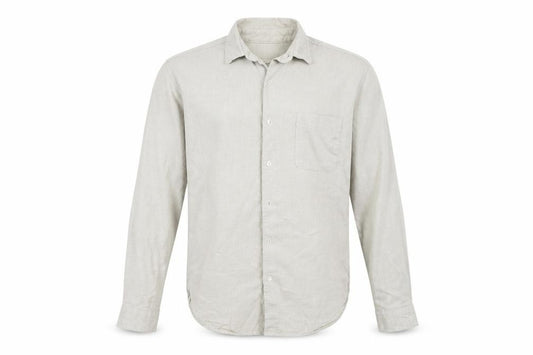 Front view of Topman men’s beige button-up, size M