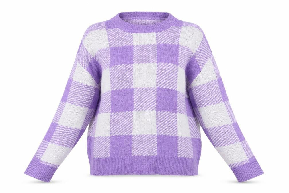 Primark Womens Purple Check  Pullover Jumper Size S