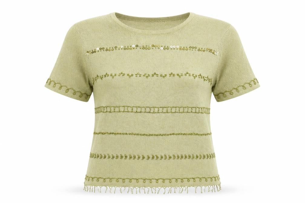 Front view of Berkertex women’s beige striped jumper, size UK 14