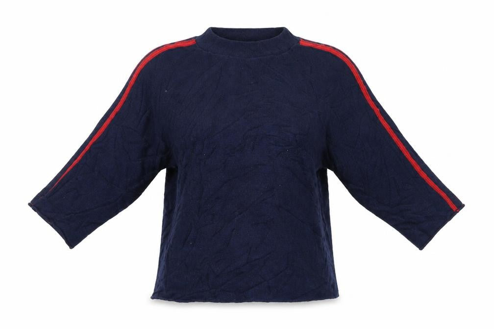 Front view of isabella women’s blue jumper, size M
