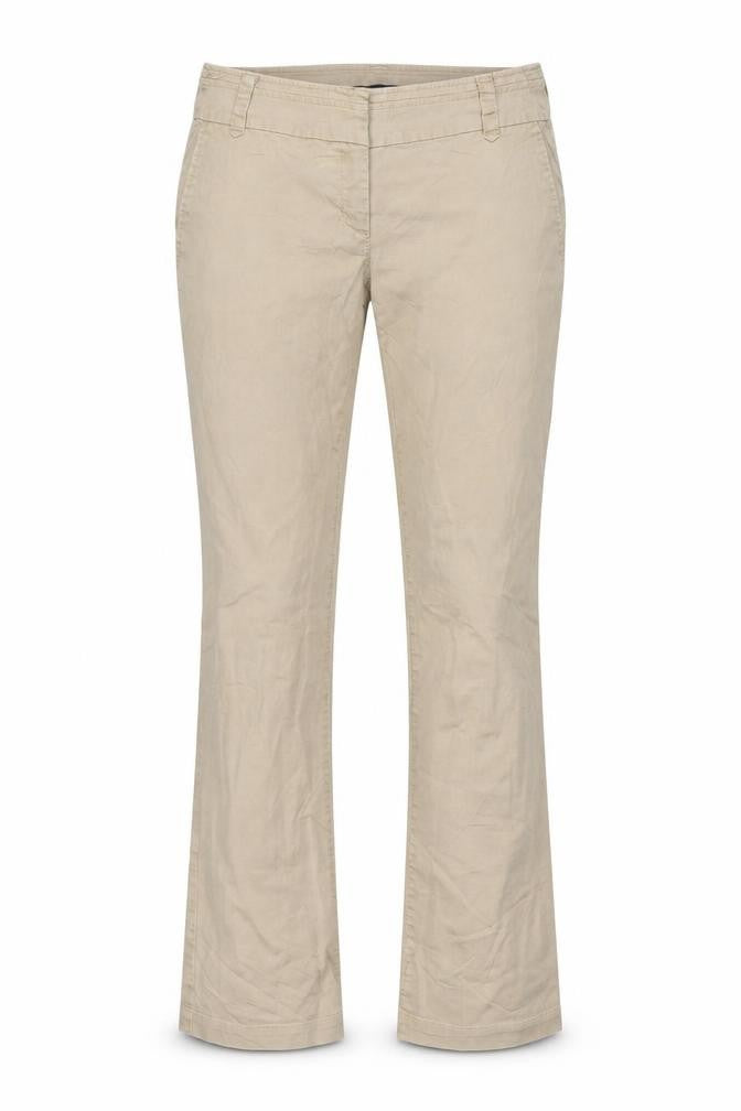 Front view of RESERVED women’s beige trousers, size UK 8, 28-inch leg