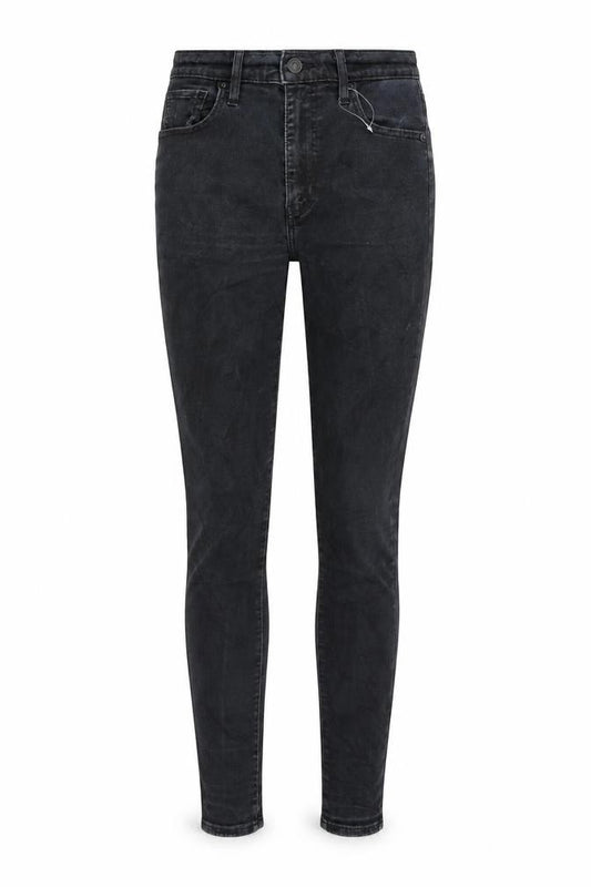Front view of women’s black skinny jeans, size UK 26, 30-inch leg