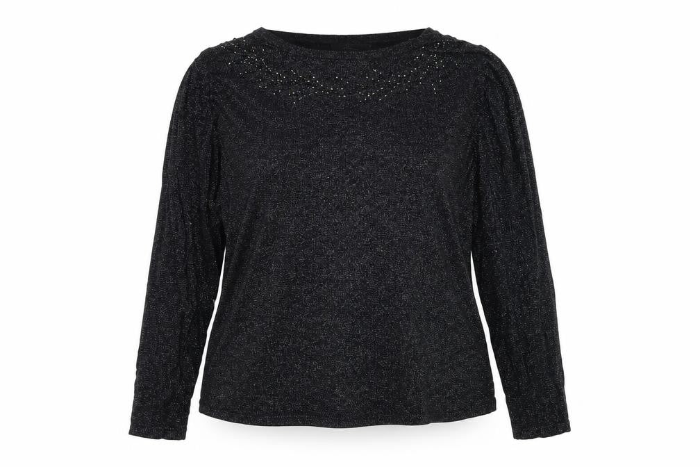 Front view of Bonmarché women’s black knit jumper, size L