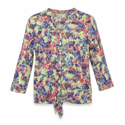 Front view of Marks & Spencer women’s multicoloured floral basic button-up, size UK 8