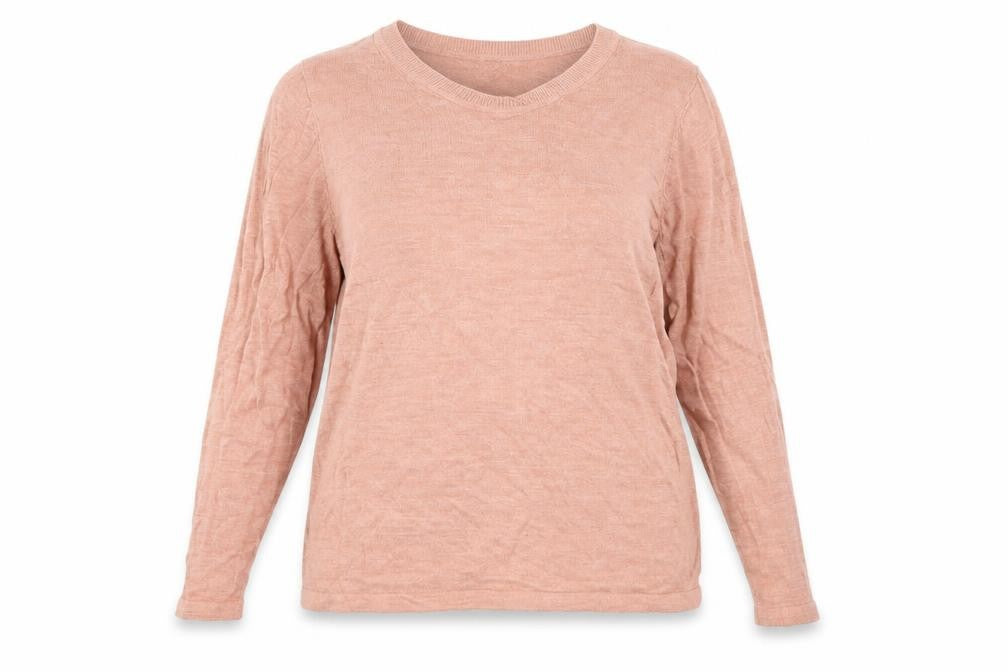 Front view of Marks & Spencer women’s orange knit jumper, size UK 18